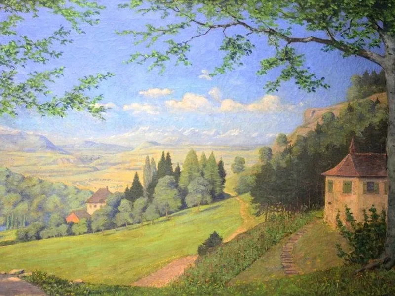 1859-Richard Emil Amsler - Ampio paesaggio 1909